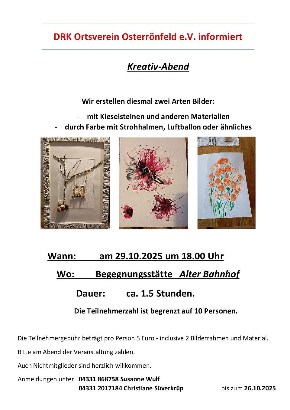 Einladung zum Kreativabend am 29.10.25 um 18 Uhr
